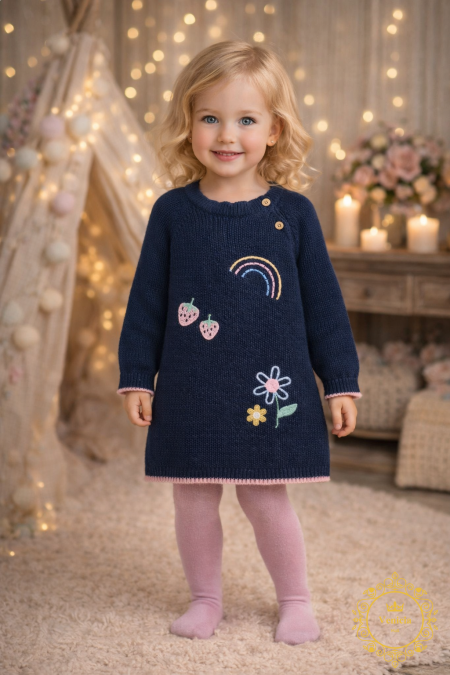 فستان صوف ورود وفراشات مع كيلون (هيلاهوب)