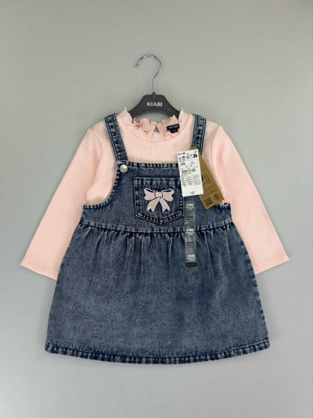 فستان جينز وبلوزة قطن بيبي من Kiabi
