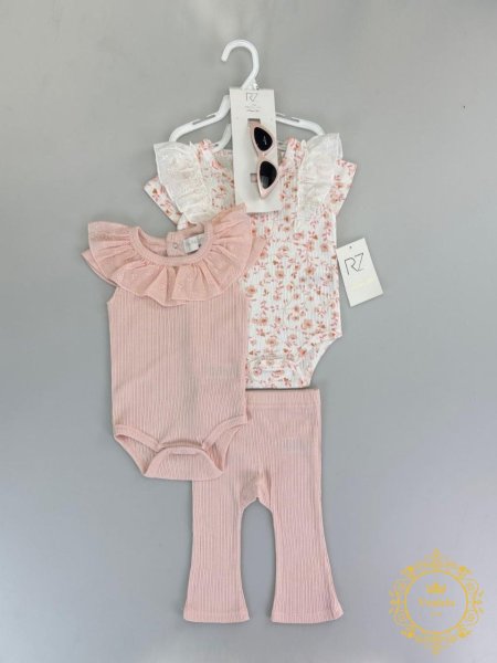 طقم بيبي بناتي مع نظارة شمسية